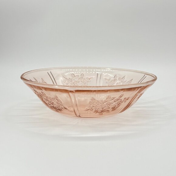 Federal Sharon/Cabbage Rose Pink Depression Glass Embossed Serving Bowl 8.5" - Picture 13 of 13